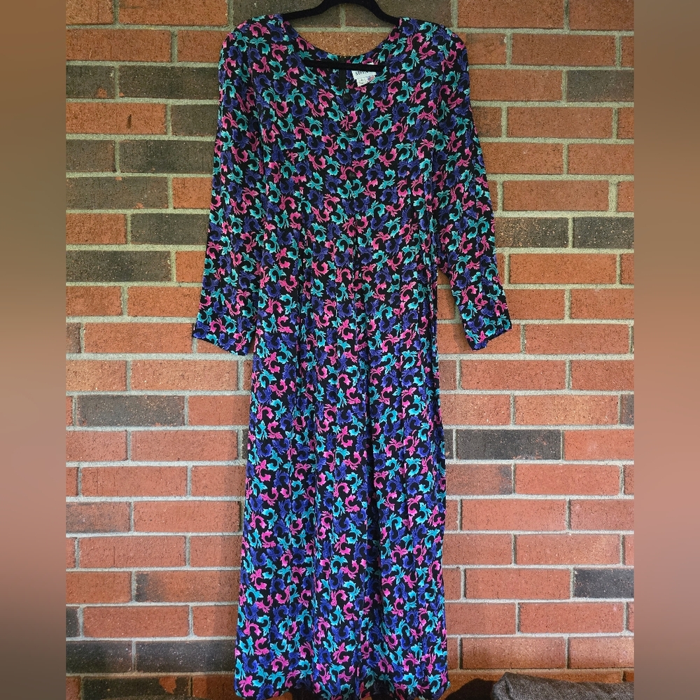 Vintage 90s Steena Black Multicolored Jumpsuit Size Small‎ Dopamine